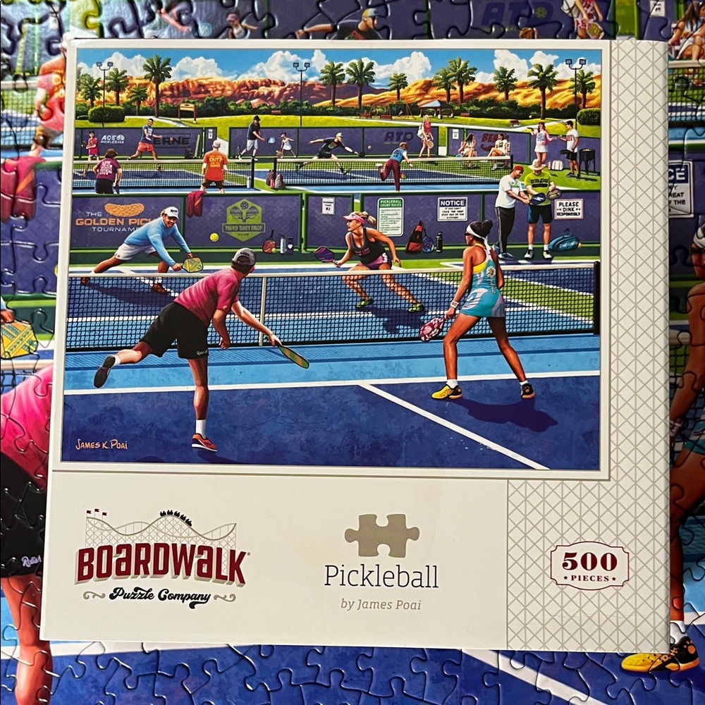 🧩 500 piece “Pickleball” puzzle. So much fun! Uniquely shaped pieces. Complete.